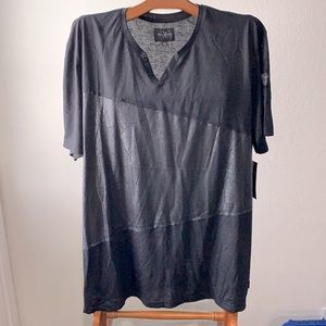 New 3XL Mark echo cut & sew spring collection black Vneck short sleeve T-shirt